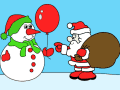 Дед мороз с подарками и снеговик с шариком