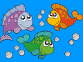 Три цветные рыбки (Раскраска)