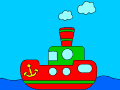 Раскраска для малышей про забавный кораблик