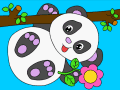 Панда на дереве с цветком