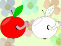 Раскрась одинаково червячка и яблоко